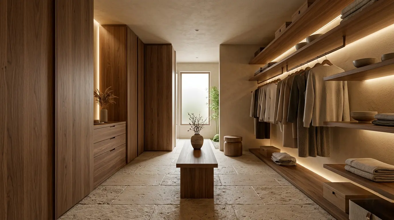 Warm natural wood wardrobe Bangalore
